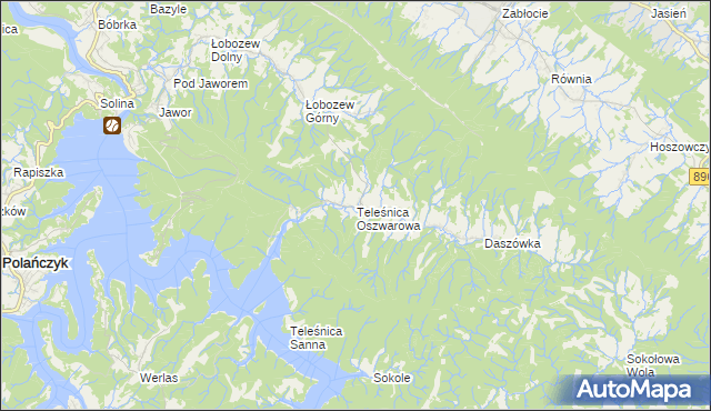 mapa Teleśnica Oszwarowa, Teleśnica Oszwarowa na mapie Targeo