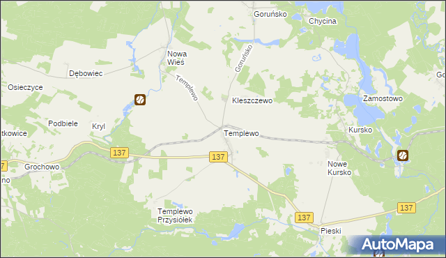 mapa Templewo, Templewo na mapie Targeo