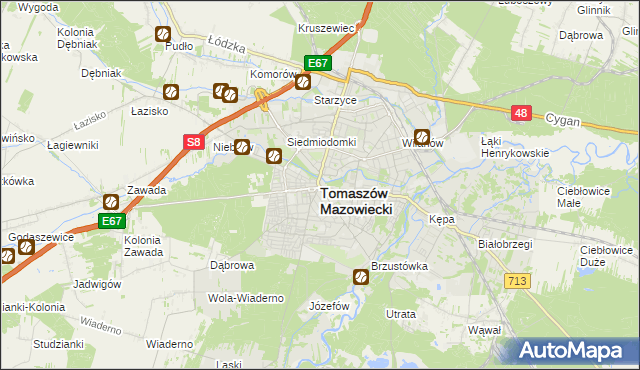 mapa Tomaszów Mazowiecki, Tomaszów Mazowiecki na mapie Targeo