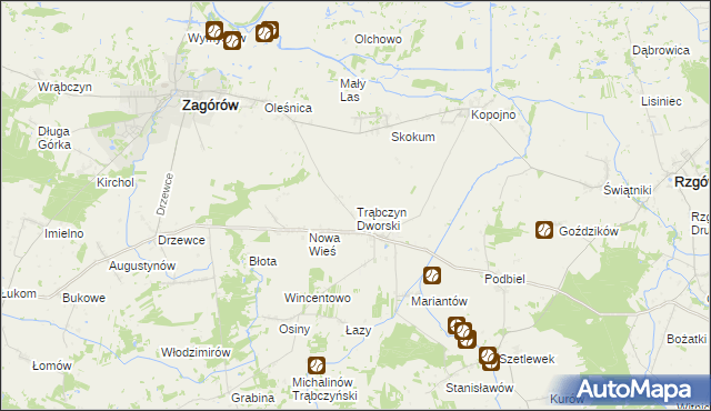 mapa Trąbczyn Dworski, Trąbczyn Dworski na mapie Targeo