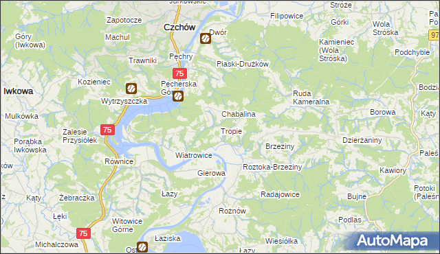 mapa Tropie gmina Gródek nad Dunajcem, Tropie gmina Gródek nad Dunajcem na mapie Targeo