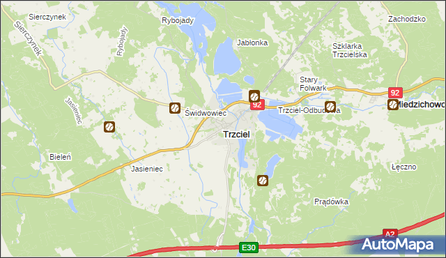 mapa Trzciel powiat międzyrzecki, Trzciel powiat międzyrzecki na mapie Targeo