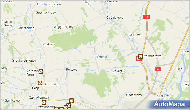 mapa Trzciniec gmina Pułtusk, Trzciniec gmina Pułtusk na mapie Targeo