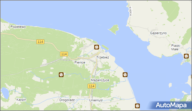 mapa Trzebież, Trzebież na mapie Targeo