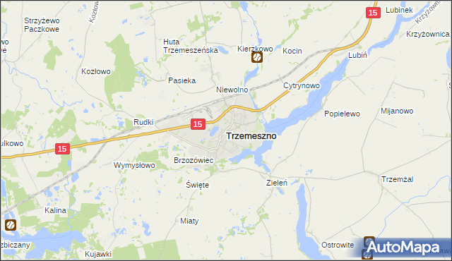 mapa Trzemeszno powiat gnieźnieński, Trzemeszno powiat gnieźnieński na mapie Targeo