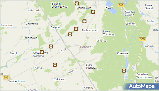 mapa Tuchorza, Tuchorza na mapie Targeo