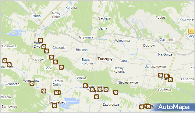 mapa Tuczępy powiat buski, Tuczępy powiat buski na mapie Targeo