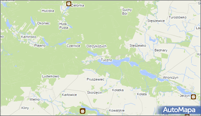 mapa Tuczno gmina Pobiedziska, Tuczno gmina Pobiedziska na mapie Targeo