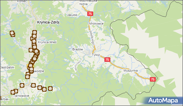 mapa Tylicz, Tylicz na mapie Targeo