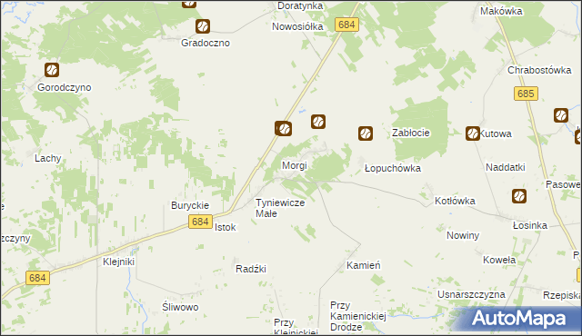 mapa Tyniewicze Duże, Tyniewicze Duże na mapie Targeo