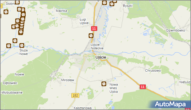 mapa Ujście powiat pilski, Ujście powiat pilski na mapie Targeo