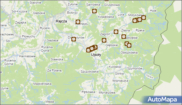 mapa Ujsoły, Ujsoły na mapie Targeo