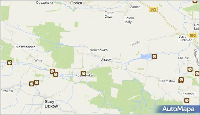 mapa Ułazów, Ułazów na mapie Targeo