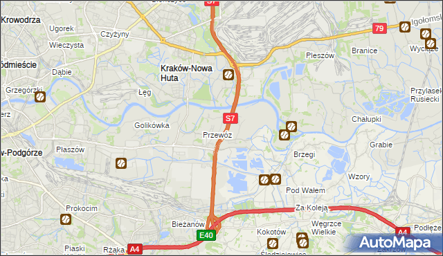 mapa Ulica gmina Kraków, Ulica gmina Kraków na mapie Targeo