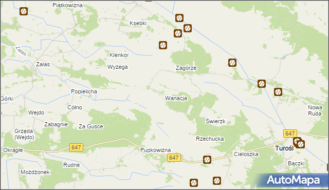 mapa Wanacja, Wanacja na mapie Targeo