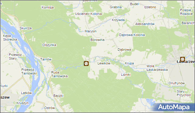 mapa Wanaty gmina Łaskarzew, Wanaty gmina Łaskarzew na mapie Targeo