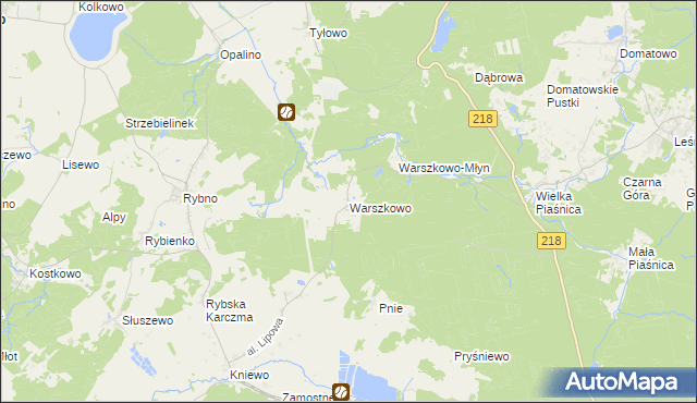 mapa Warszkowo gmina Wejherowo, Warszkowo gmina Wejherowo na mapie Targeo