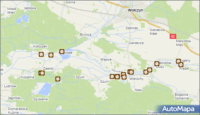 mapa Wąsice, Wąsice na mapie Targeo