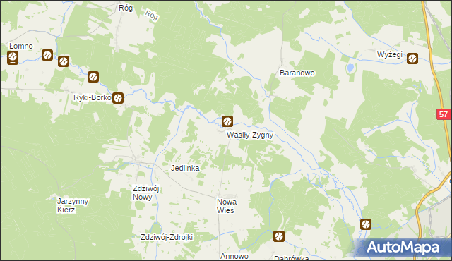 mapa Wasiły-Zygny, Wasiły-Zygny na mapie Targeo