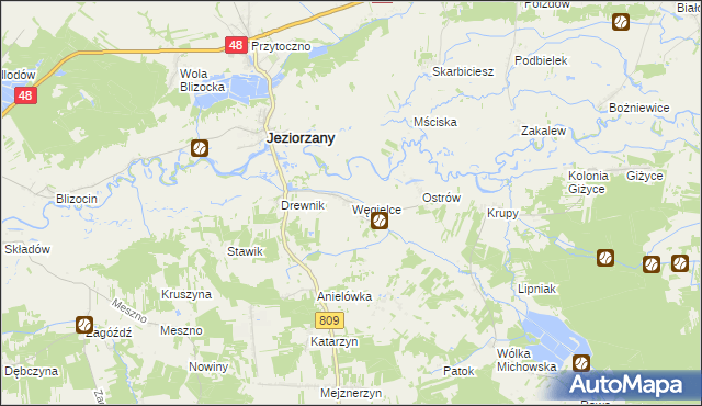 mapa Węgielce, Węgielce na mapie Targeo