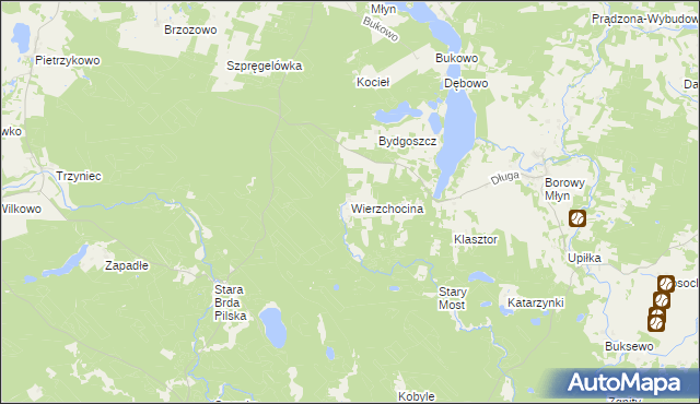 mapa Wierzchocina, Wierzchocina na mapie Targeo