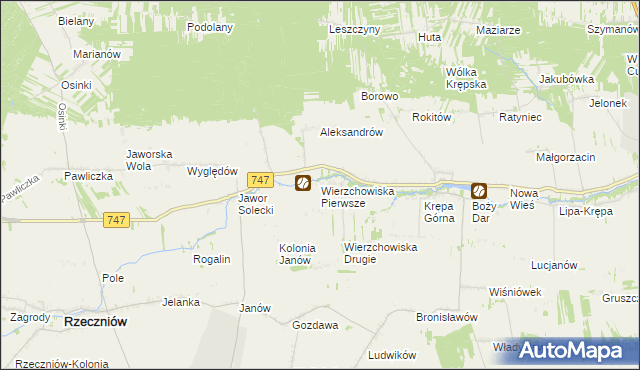 mapa Wierzchowiska Pierwsze gmina Sienno, Wierzchowiska Pierwsze gmina Sienno na mapie Targeo