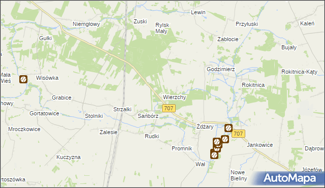 mapa Wierzchy gmina Nowe Miasto nad Pilicą, Wierzchy gmina Nowe Miasto nad Pilicą na mapie Targeo