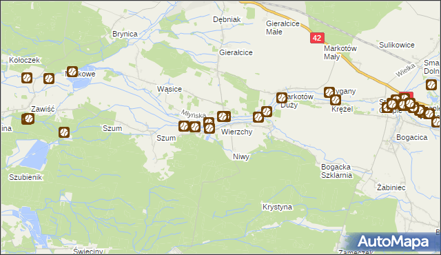 mapa Wierzchy gmina Wołczyn, Wierzchy gmina Wołczyn na mapie Targeo