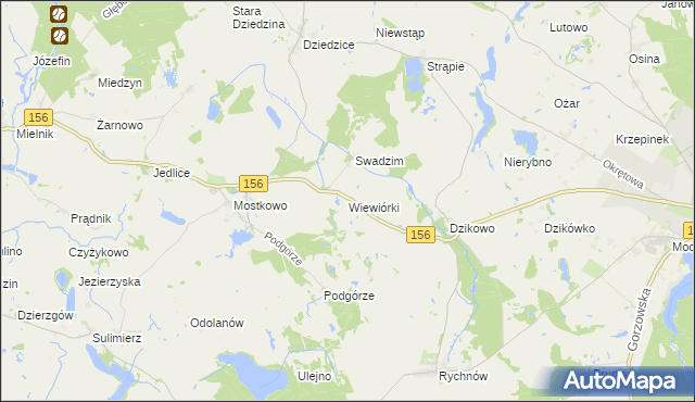 mapa Wiewiórki gmina Barlinek, Wiewiórki gmina Barlinek na mapie Targeo