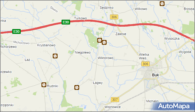 mapa Wiktorowo gmina Buk, Wiktorowo gmina Buk na mapie Targeo