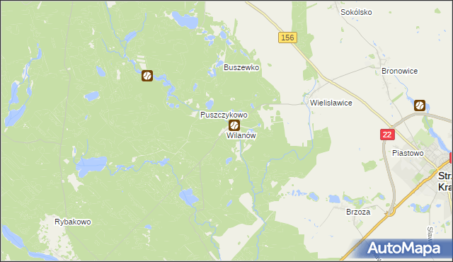 mapa Wilanów gmina Strzelce Krajeńskie, Wilanów gmina Strzelce Krajeńskie na mapie Targeo