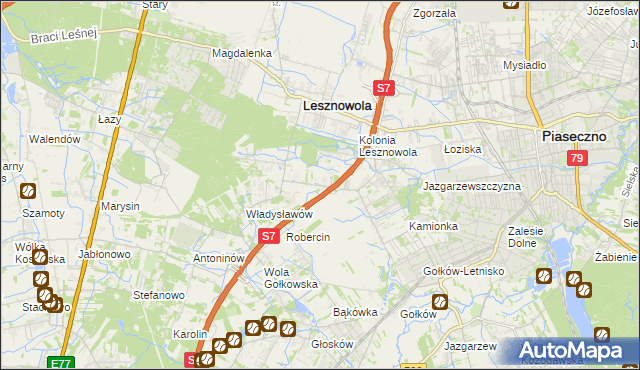 mapa Wilcza Góra gmina Lesznowola, Wilcza Góra gmina Lesznowola na mapie Targeo