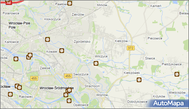 mapa Wilczyce gmina Długołęka, Wilczyce gmina Długołęka na mapie Targeo