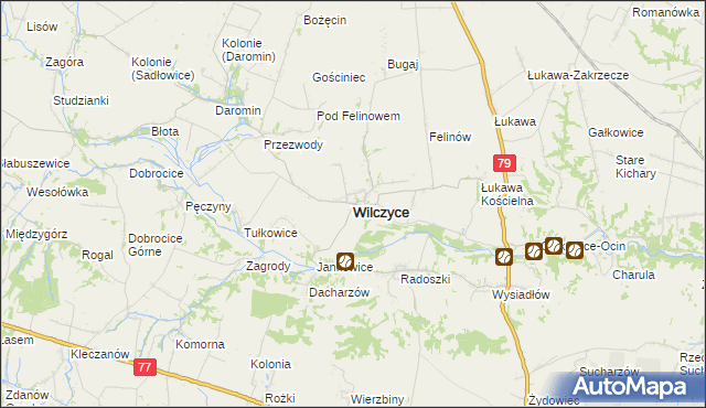 mapa Wilczyce powiat sandomierski, Wilczyce powiat sandomierski na mapie Targeo