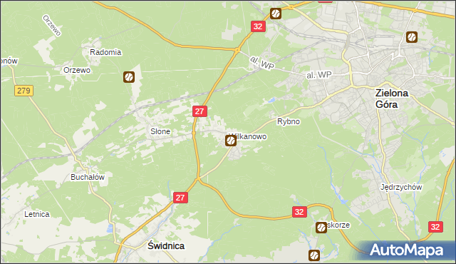 mapa Wilkanowo gmina Świdnica, Wilkanowo gmina Świdnica na mapie Targeo