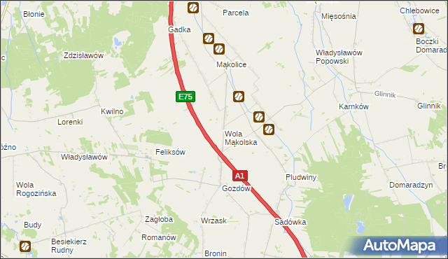 mapa Wola Mąkolska, Wola Mąkolska na mapie Targeo