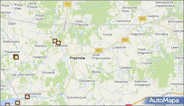 mapa Wola Prażmowska, Wola Prażmowska na mapie Targeo