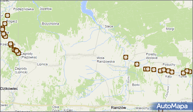 mapa Wola Raniżowska, Wola Raniżowska na mapie Targeo