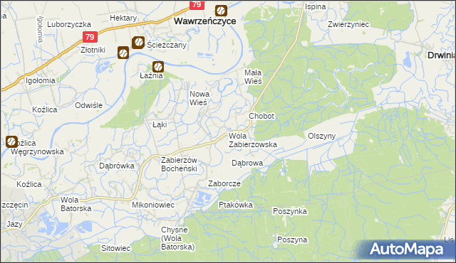 mapa Wola Zabierzowska, Wola Zabierzowska na mapie Targeo