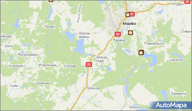 mapa Wołcza Mała, Wołcza Mała na mapie Targeo