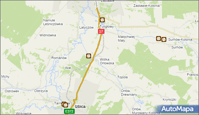 mapa Wólka Orłowska gmina Izbica, Wólka Orłowska gmina Izbica na mapie Targeo