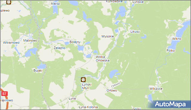 mapa Wólka Orłowska gmina Nidzica, Wólka Orłowska gmina Nidzica na mapie Targeo