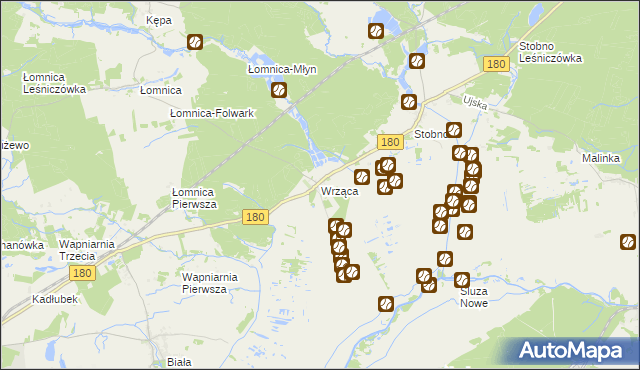 mapa Wrząca gmina Trzcianka, Wrząca gmina Trzcianka na mapie Targeo