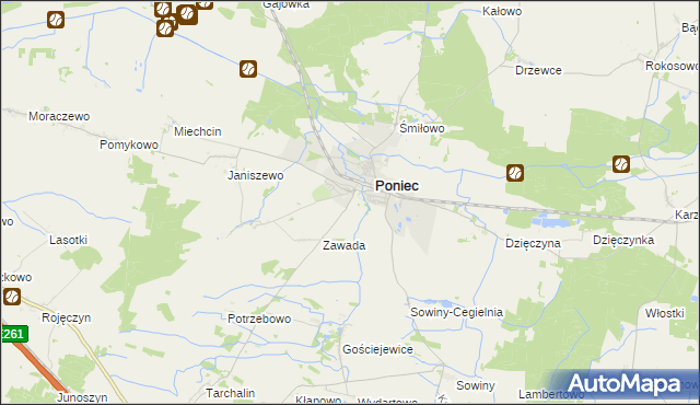 mapa Wydawy gmina Poniec, Wydawy gmina Poniec na mapie Targeo
