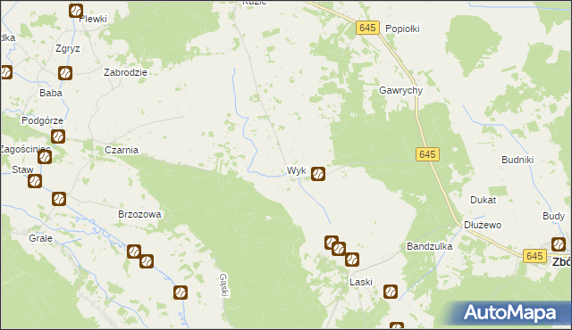 mapa Wyk gmina Zbójna, Wyk gmina Zbójna na mapie Targeo