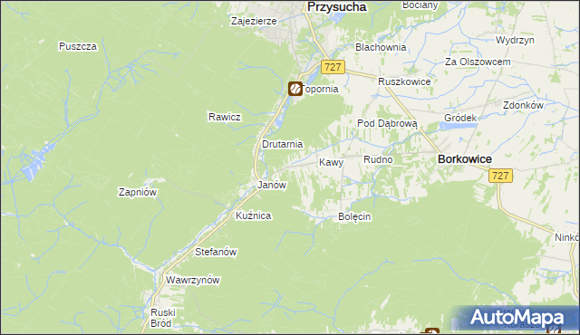 mapa Wymysłów gmina Borkowice, Wymysłów gmina Borkowice na mapie Targeo