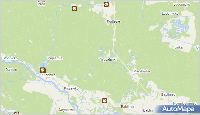mapa Wypalanki gmina Oborniki, Wypalanki gmina Oborniki na mapie Targeo