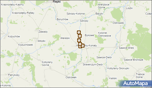 mapa Wyrozęby-Konaty, Wyrozęby-Konaty na mapie Targeo