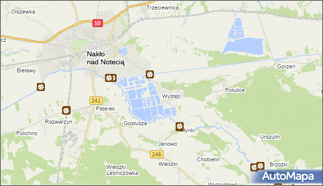 mapa Występ gmina Nakło nad Notecią, Występ gmina Nakło nad Notecią na mapie Targeo