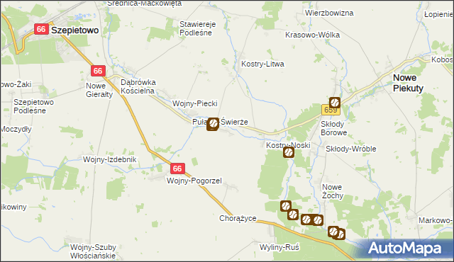 mapa Wyszonki-Posele, Wyszonki-Posele na mapie Targeo